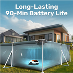 Cordless Robotic Pool Cleaner, Lasts 90 Min, Automatic Vacuum for Above-Ground Pools up to 860 Sq.ft, Pool Vacuum, Portable, Self-Parking