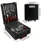 899-Piece Tool Set - High-Capacity Portable Metal Tool Case,Wheeled Mobile Tool Cabinet, and 4-Tier Aluminum Alloy Storage Unit- A Complete Kit for Mechanical Repair & Home Maintenance