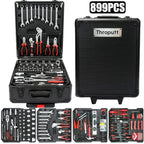 899-Piece Tool Set - High-Capacity Portable Metal Tool Case,Wheeled Mobile Tool Cabinet, and 4-Tier Aluminum Alloy Storage Unit- A Complete Kit for Mechanical Repair & Home Maintenance