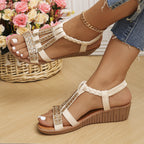 ✨ Sparkly Rhinestone Wedge Sandals 👡 Arch Support | Easy Slip-On | All-Day Comfort 😎