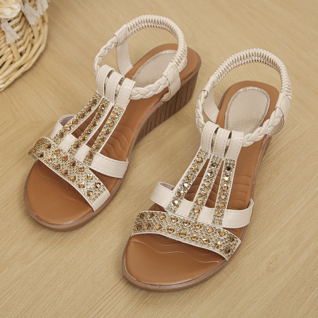 ✨ Sparkly Rhinestone Wedge Sandals 👡 Arch Support | Easy Slip-On | All-Day Comfort 😎