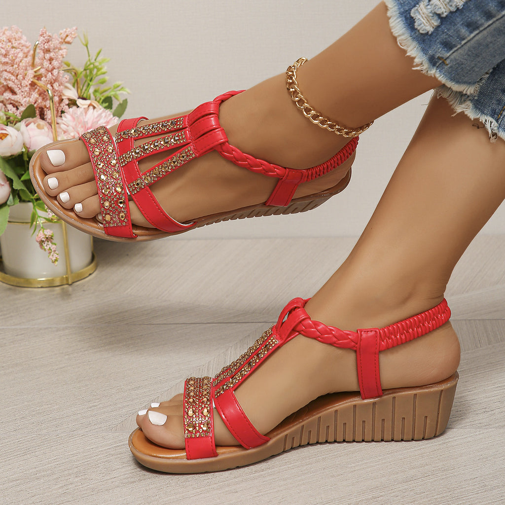 ✨ Sparkly Rhinestone Wedge Sandals 👡 Arch Support | Easy Slip-On | All-Day Comfort 😎