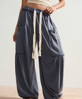 Boho Solid Color Knit Loose Casual Vacation Pants For Women