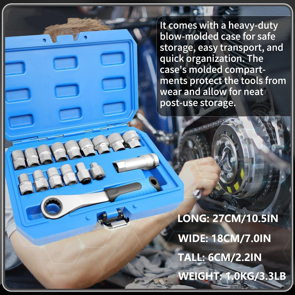 ⚡️50% Off Sale—Today Only⏰️ 17-Piece Pass Through Socket Set,Hollow Ratchet Socket Kit for Automotive Repair & Machine Maintenance
