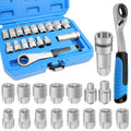 ⚡️50% Off Sale—Today Only⏰️ 17-Piece Pass Through Socket Set,Hollow Ratchet Socket Kit for Automotive Repair & Machine Maintenance