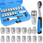 ⚡️50% Off Sale—Today Only⏰️ 17-Piece Pass Through Socket Set,Hollow Ratchet Socket Kit for Automotive Repair & Machine Maintenance