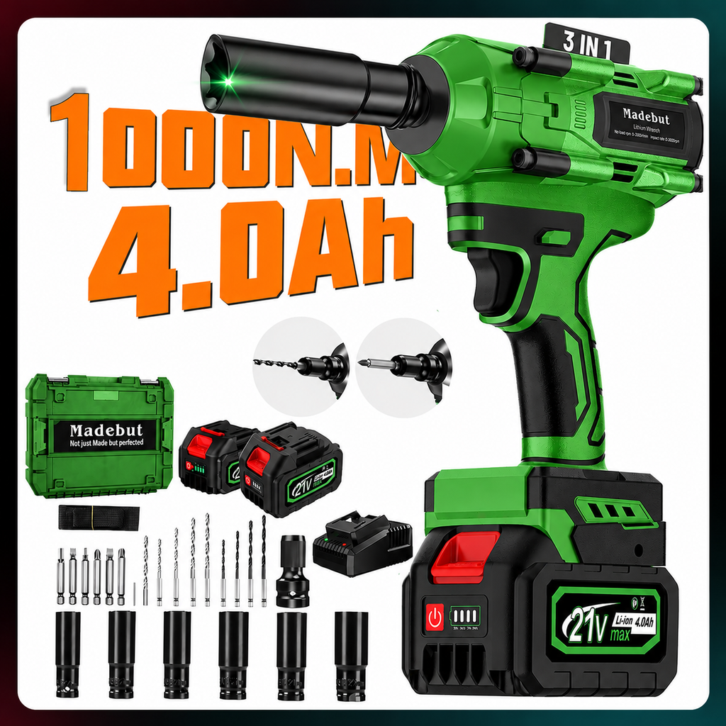 ⚡️50% Off Sale—Today Only⏰️  1000N.m Cordless Impact Wrench, All-Metal Cordless Impact Gun with 2*4.0Mah