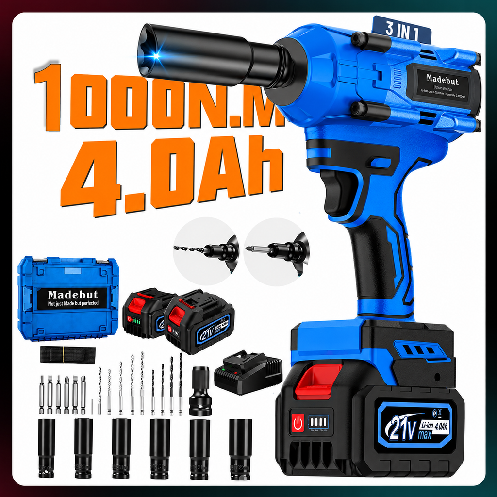 ⚡️50% Off Sale—Today Only⏰️  1000N.m Cordless Impact Wrench, All-Metal Cordless Impact Gun with 2*4.0Mah